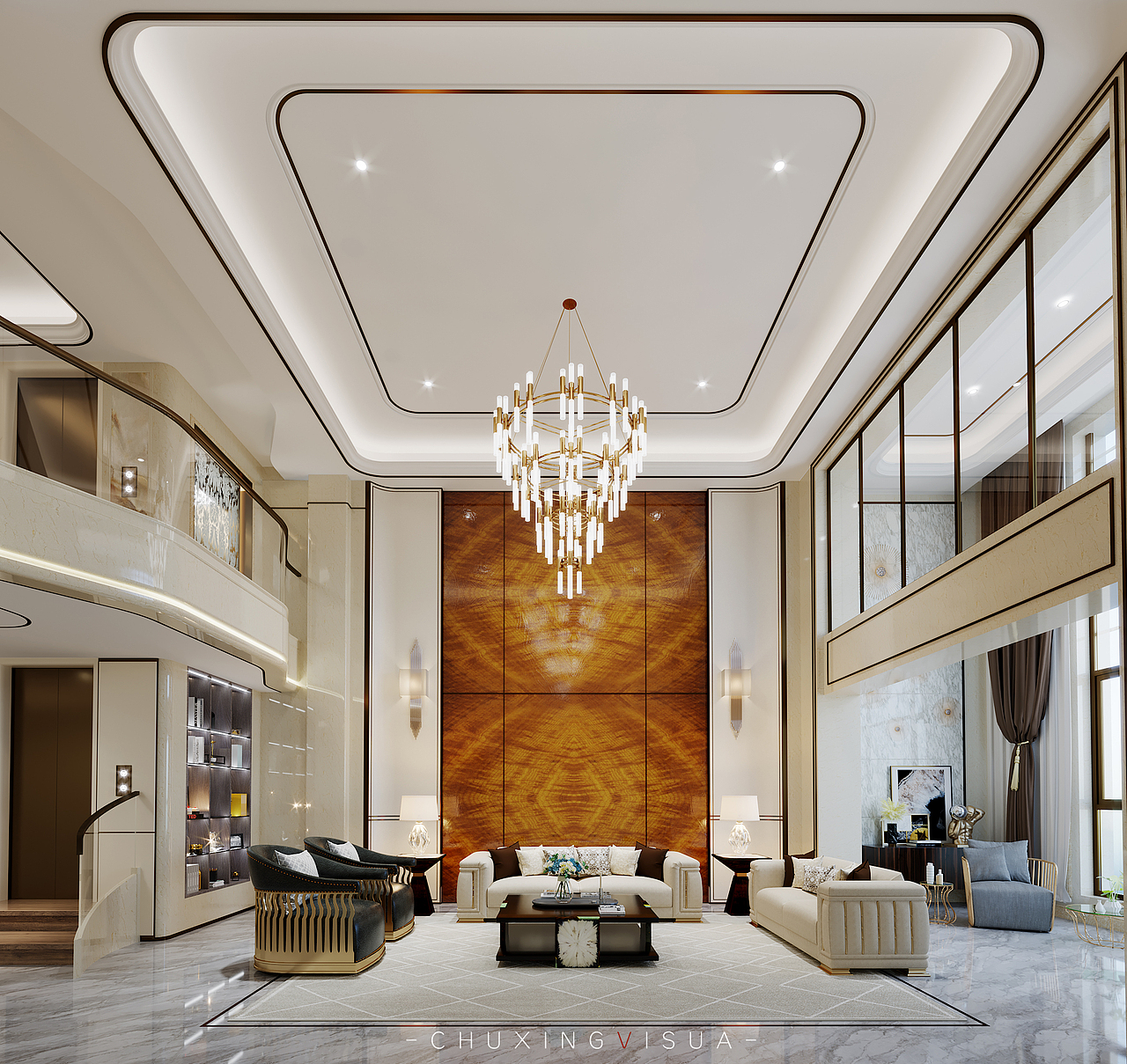 现代轻奢别墅-效果图