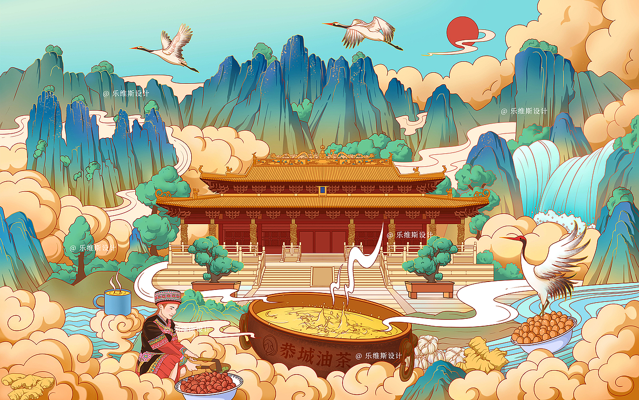油茶包装插画（图ZMjc3MTM3OTY0） - 商业插画 - 站酷设计师如虎添翼包装插画原创素材 - 站酷ZCOOL