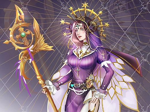 原创厚涂角色立绘设计-大魔女姐姐