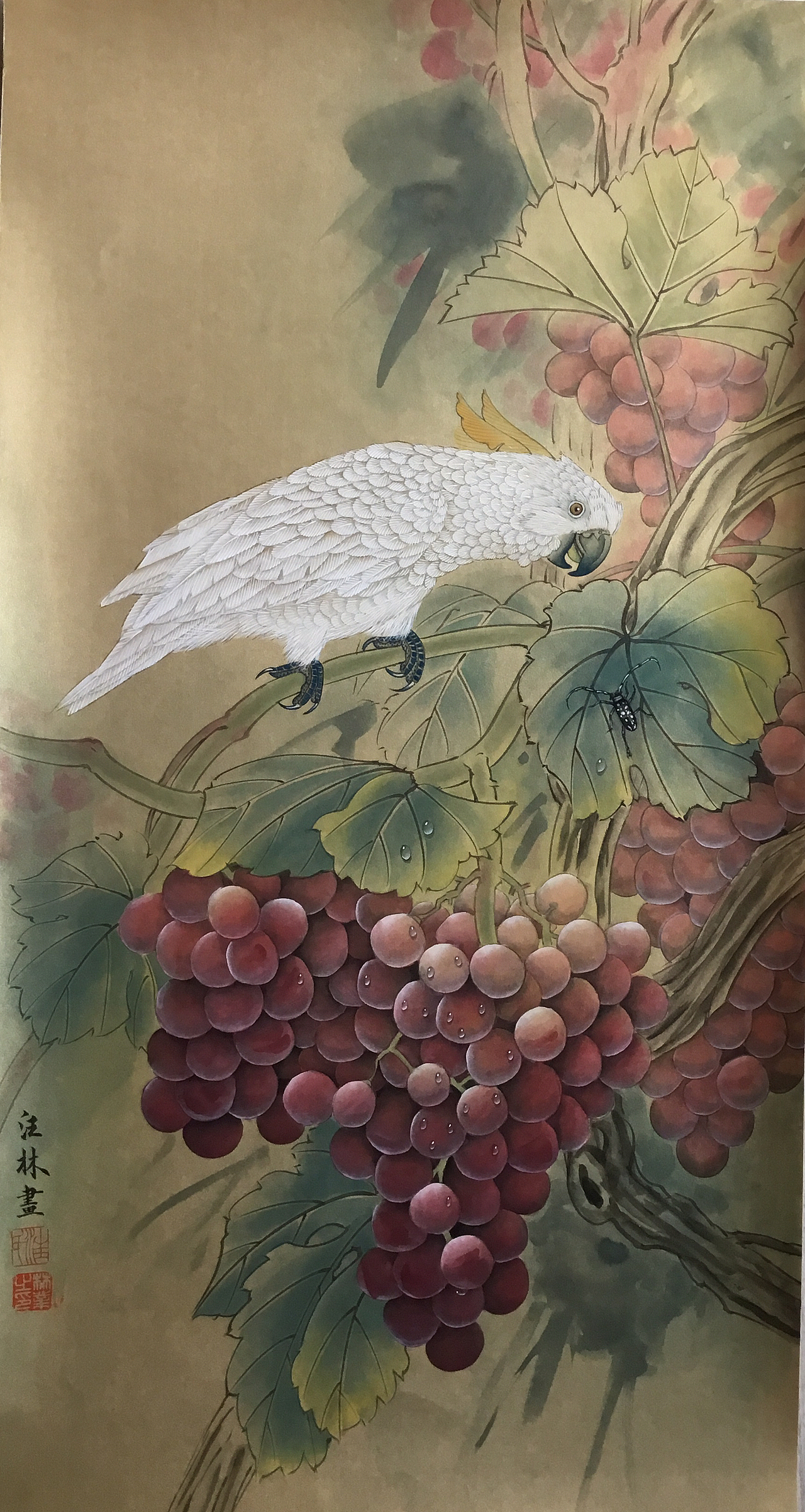 汪林工笔画葡萄