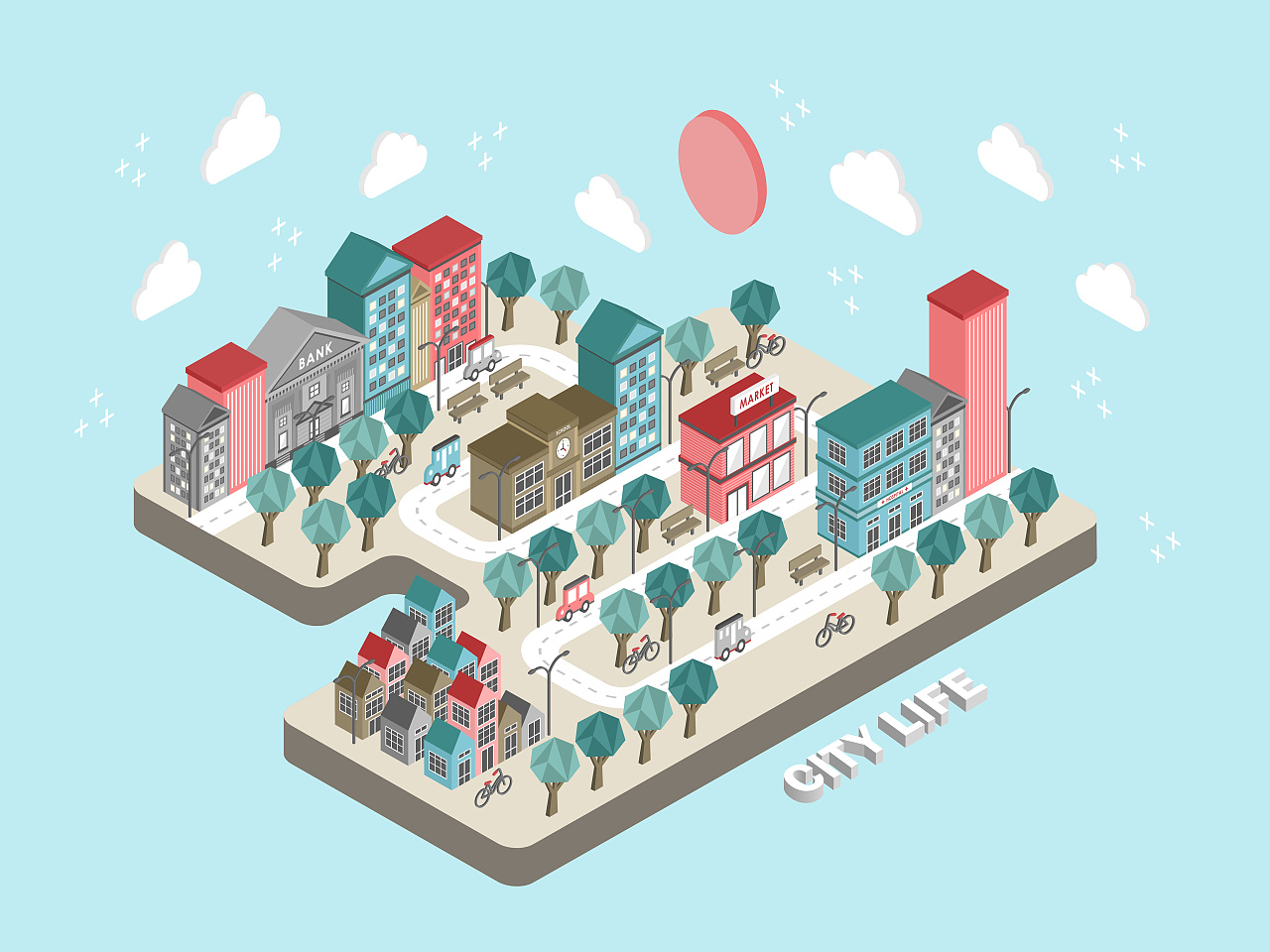 12个扁平化城市模型