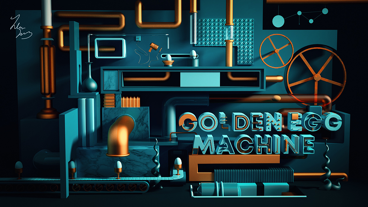 Cinema 4D作品：金蛋制造工场（图ZMjQwMTE4MTA4） - 绘画 - 站酷设计师JulinLeung原创素材 - 站酷ZCOOL