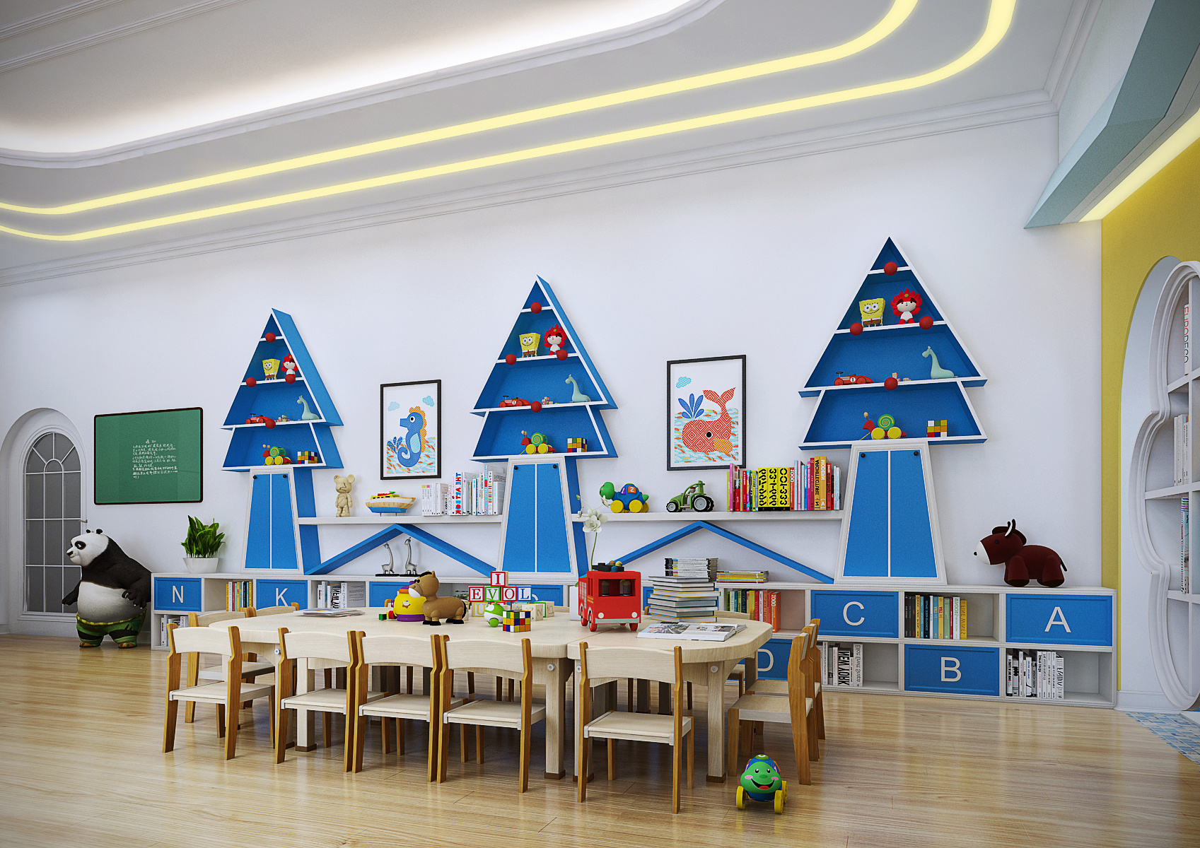 现代幼儿园教室环境布置 – 设计本装修效果图