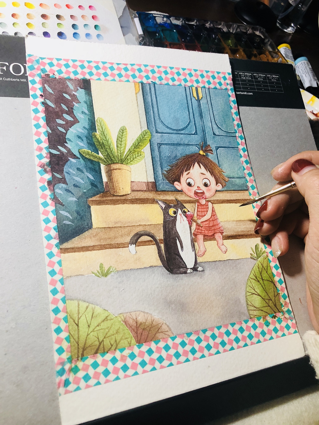 水彩小场景上色步骤