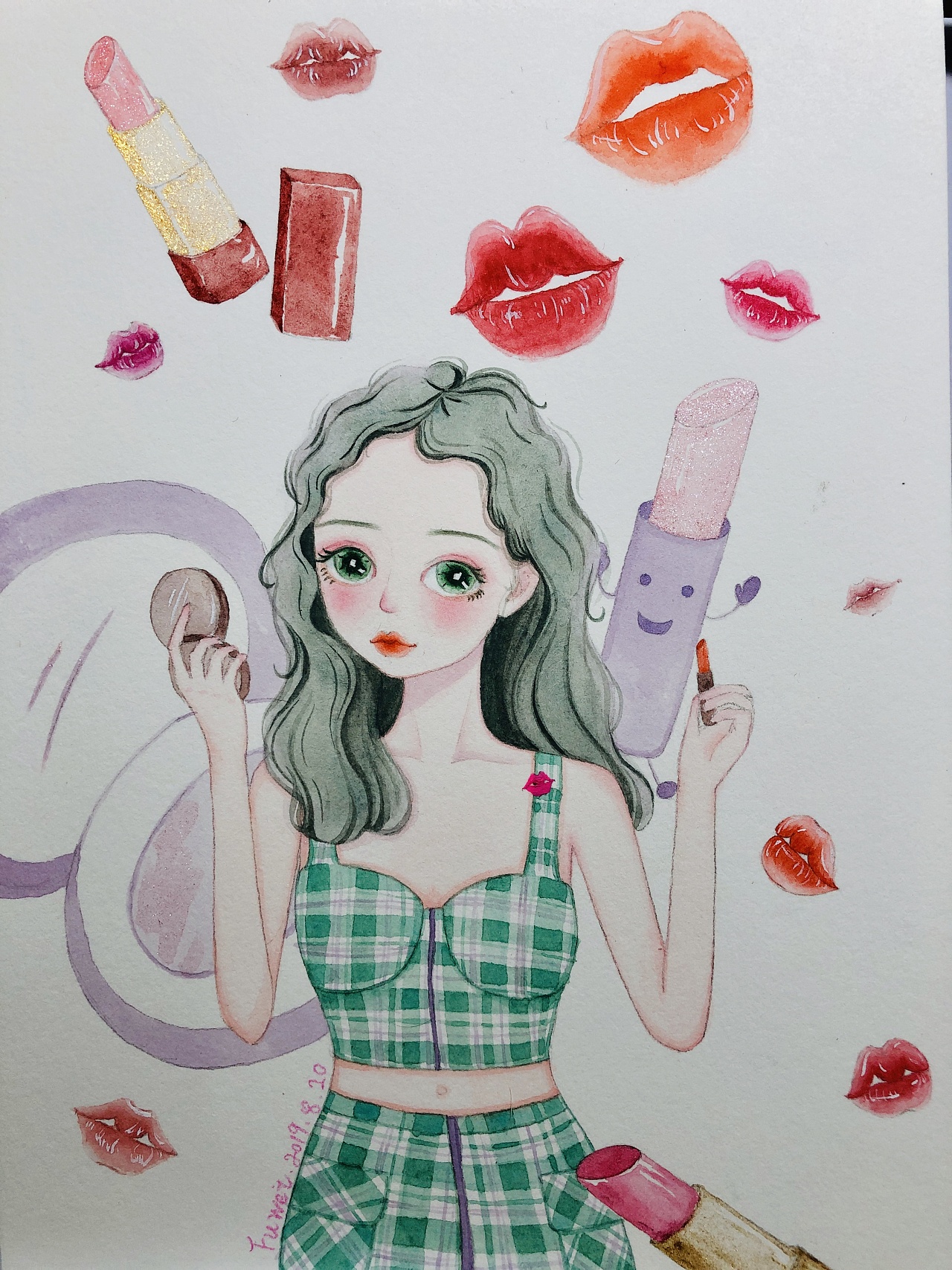 涂口红的少女|插画|创作习作|z66568330 - 原创作品 - 站酷 (zcool)