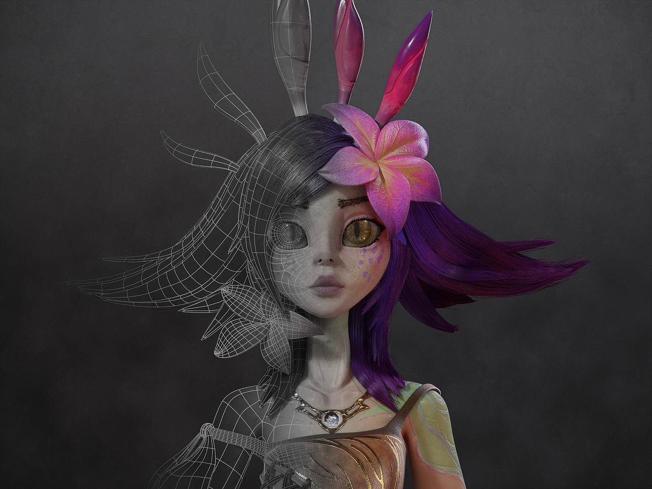 Blender练习-Neeko及写实皮肤材质与毛发尝试（图ZMjIzNzEzMDQ0） - 人物/生物 - 站酷设计师Demaner原创素材 - 站酷ZCOOL