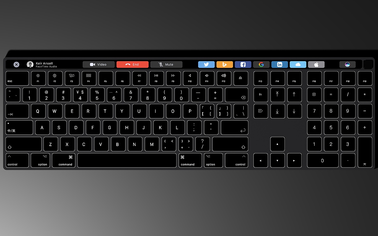 带有touchbara和touch id的全尺寸键盘
