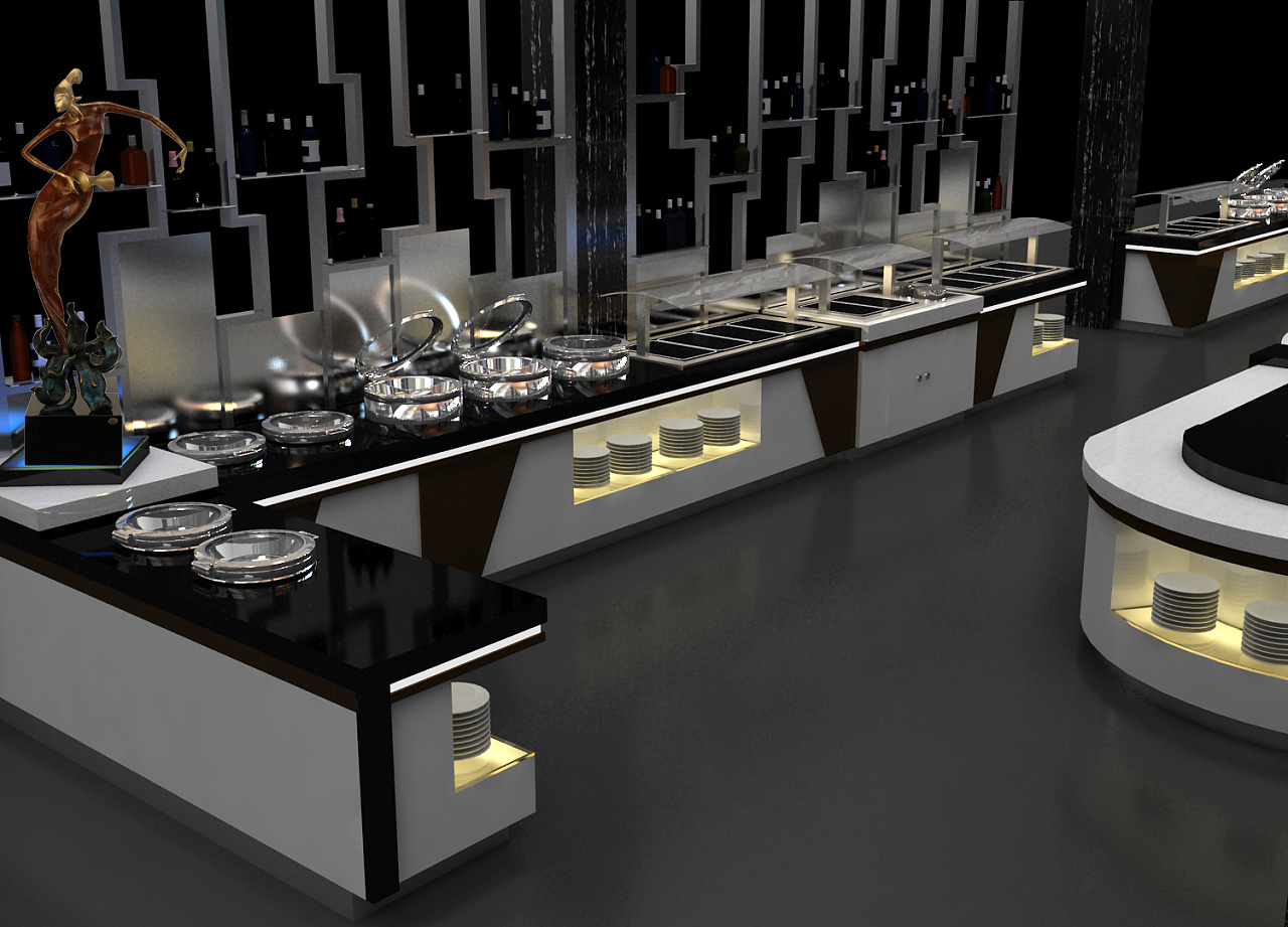 员工自助餐台,厨房规划定制,酒水吧台定制,酒店餐饮家具,自助餐厅