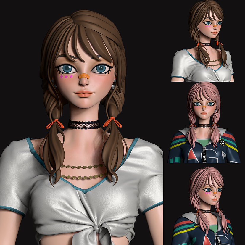 懒得渲染之原创低马尾女孩（图ZMzIzNDI0NjU2） - 人物/生物 - 站酷设计师小星野原创素材 - 站酷ZCOOL