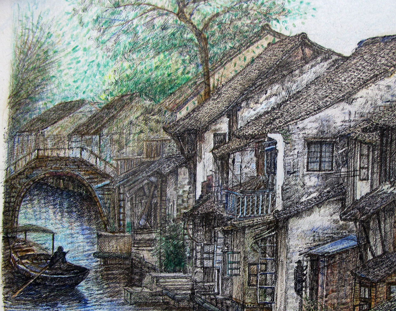 我的钢笔彩画作品《逝水流年》（图ZMTAwMTk1ODY0） - 绘画 - 站酷设计师黄晴雨原创素材 - 站酷ZCOOL