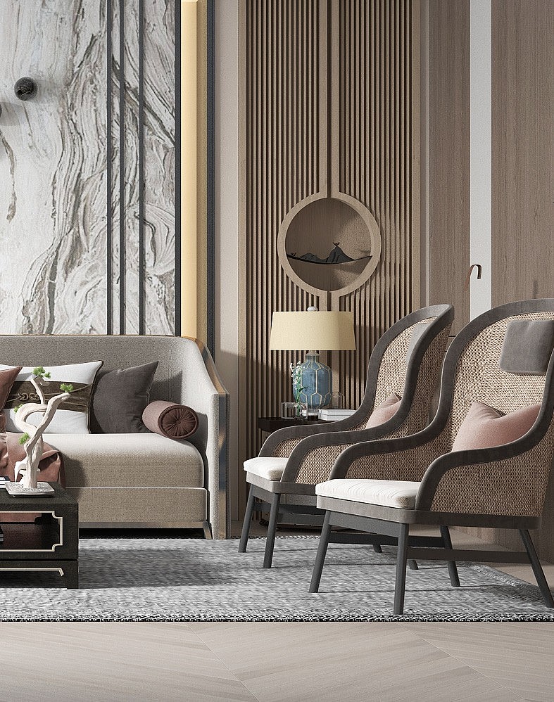 新中式客厅（图ZMjMxMTkxNTc2） - VR设计 - 站酷设计师vx18055175522原创素材 - 站酷ZCOOL