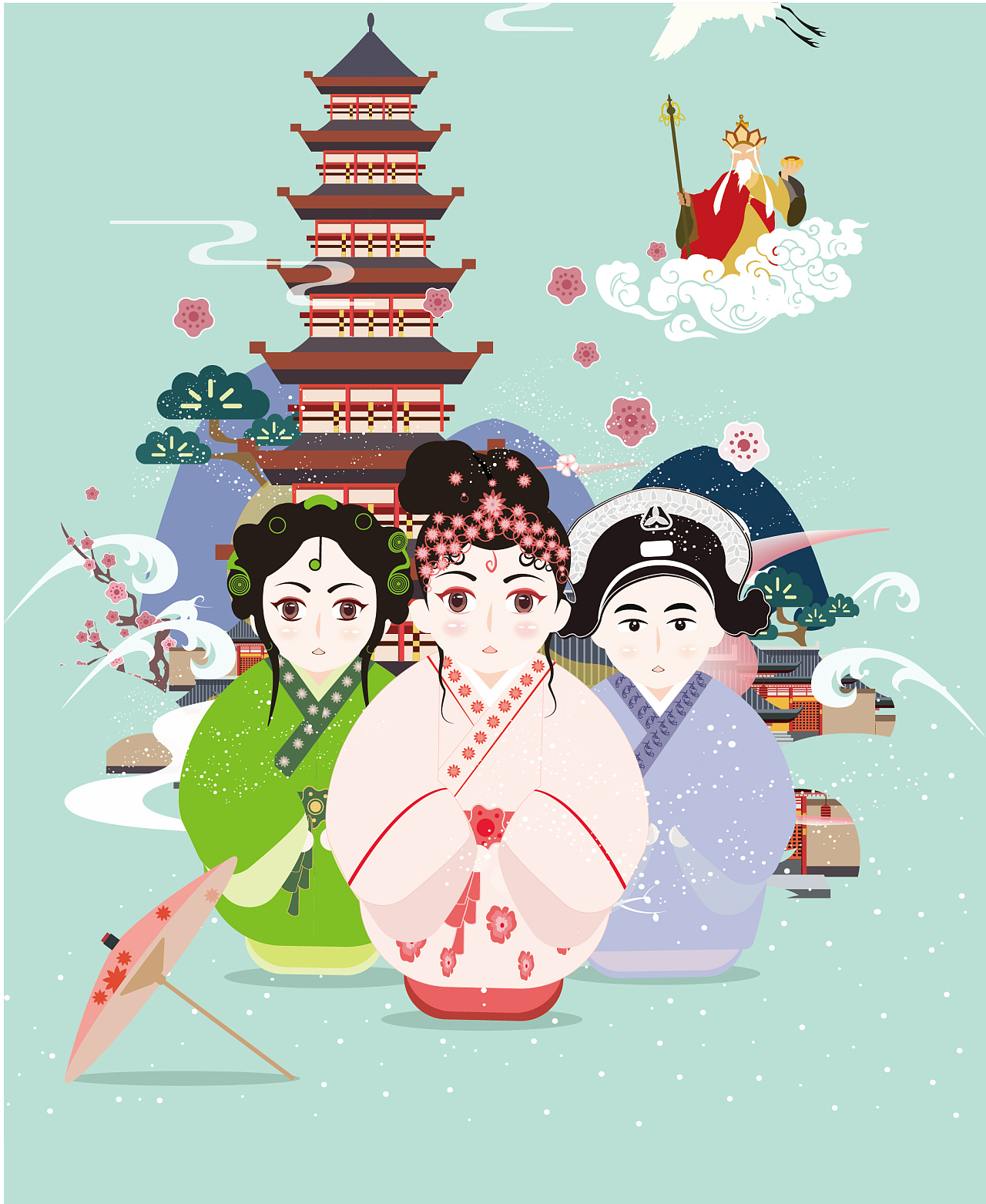 越剧白蛇传插画