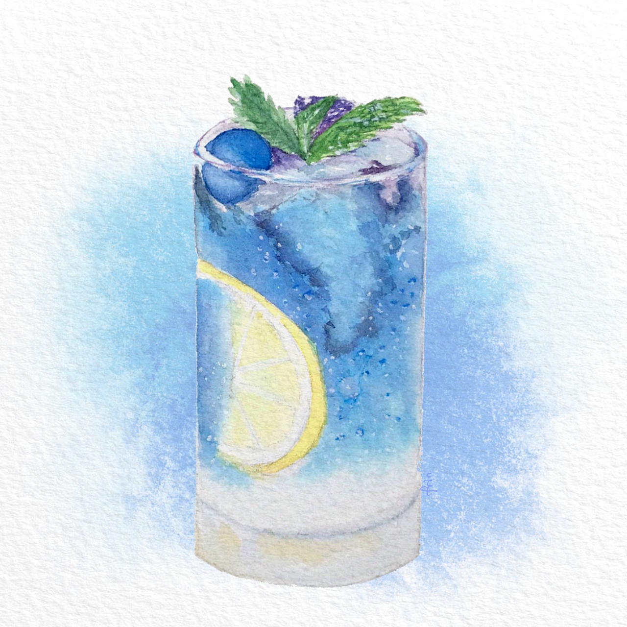 夏日炎炎,喝杯冰沙吧-手绘水彩(临摹)