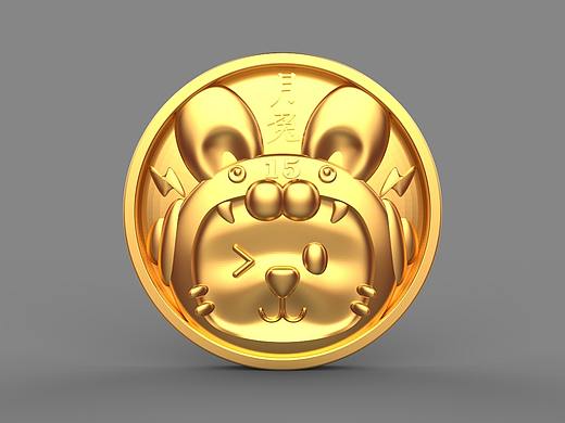 纯黄金银纪念章币设计《月兔》太空文创/十二生肖礼品