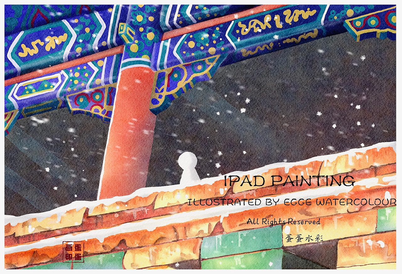 钢笔淡彩，景山公园万春亭（图ZMjcxNDYwOTA0） - 绘本 - 站酷设计师蛋蛋egge原创素材 - 站酷ZCOOL