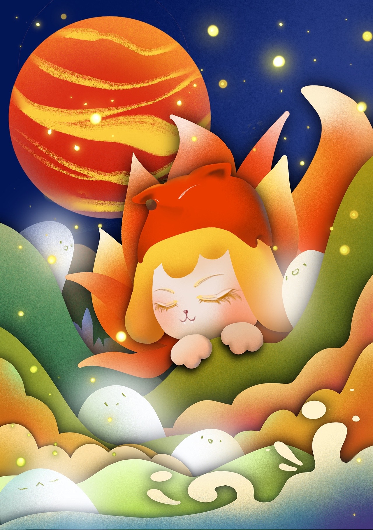 procreate绘画练习—小灵与她的朋友们