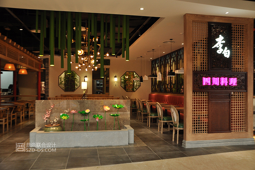 深圳李白四川料理店餐厅装潢设计(天虹店)（图ZNzgyMzA2MTY=） - 家装设计 - 站酷设计师鼎尚联合设计原创素材 - 站酷ZCOOL