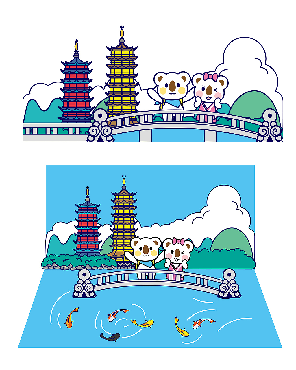 奥奇熊 x 桂林新高万达广场活动（图ZMjA2MDUxNzA0） - 单幅漫画 - 站酷设计师lovelucky原创素材 - 站酷ZCOOL