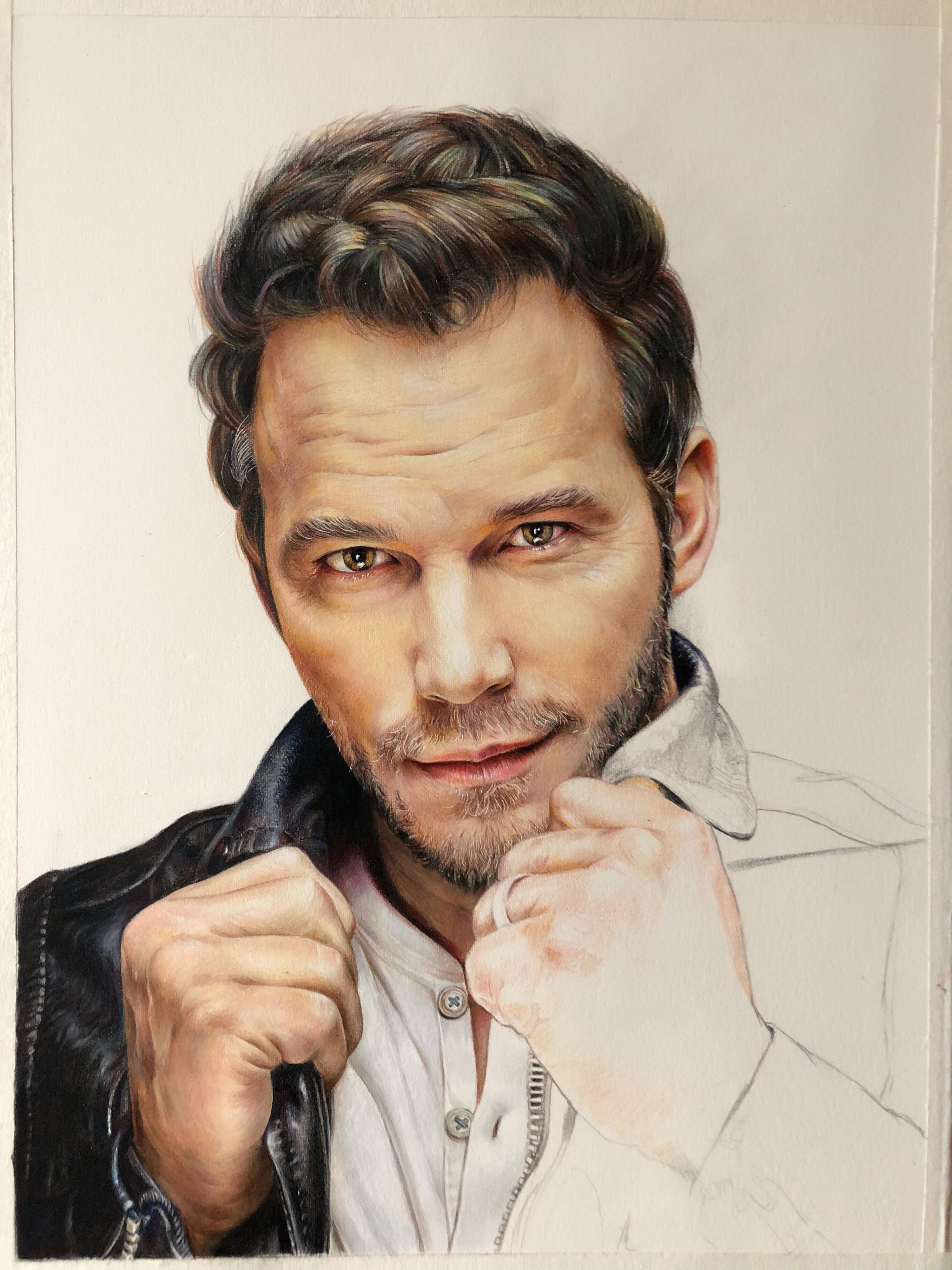 彩铅画《穿皮衣的星爵》