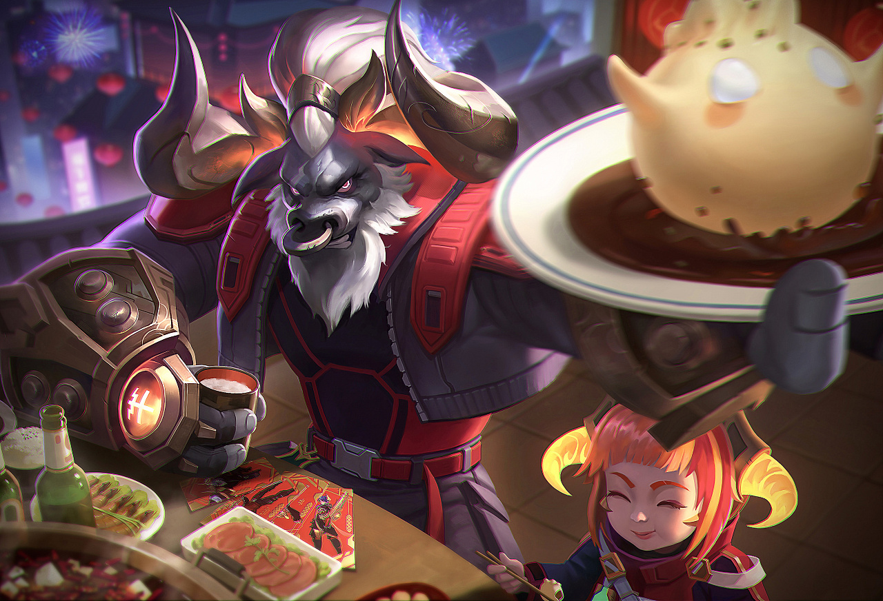 英雄联盟福牛微信表情包插画