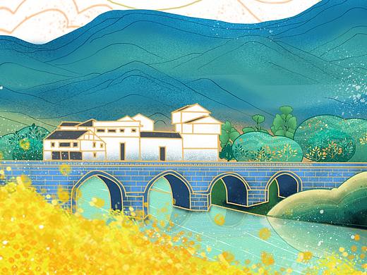 插画-国风插画-遗址插画-建筑插画