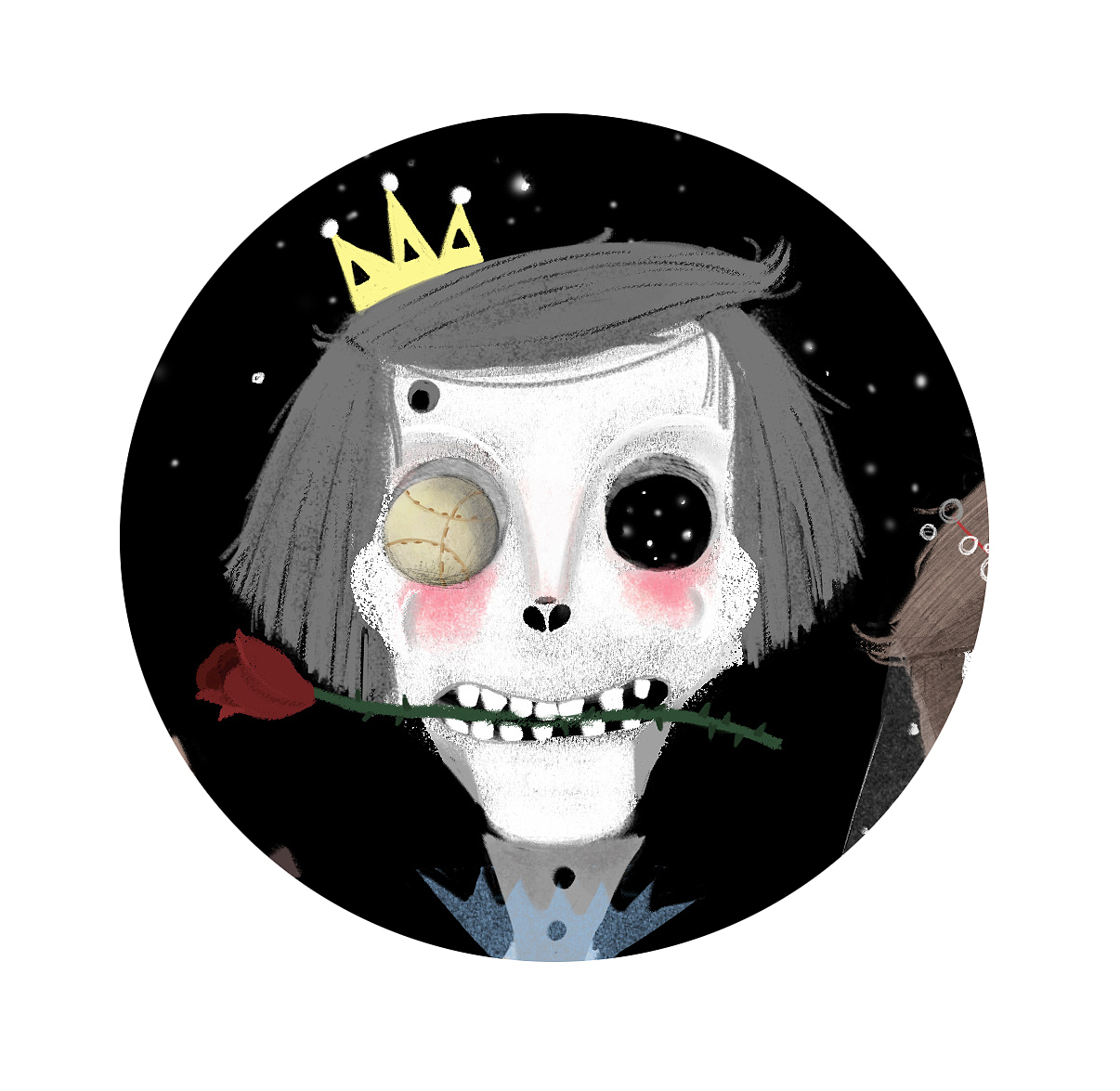 情侣插画 手机壁纸 七夕情人节万圣节 鬼怪CP 装饰画