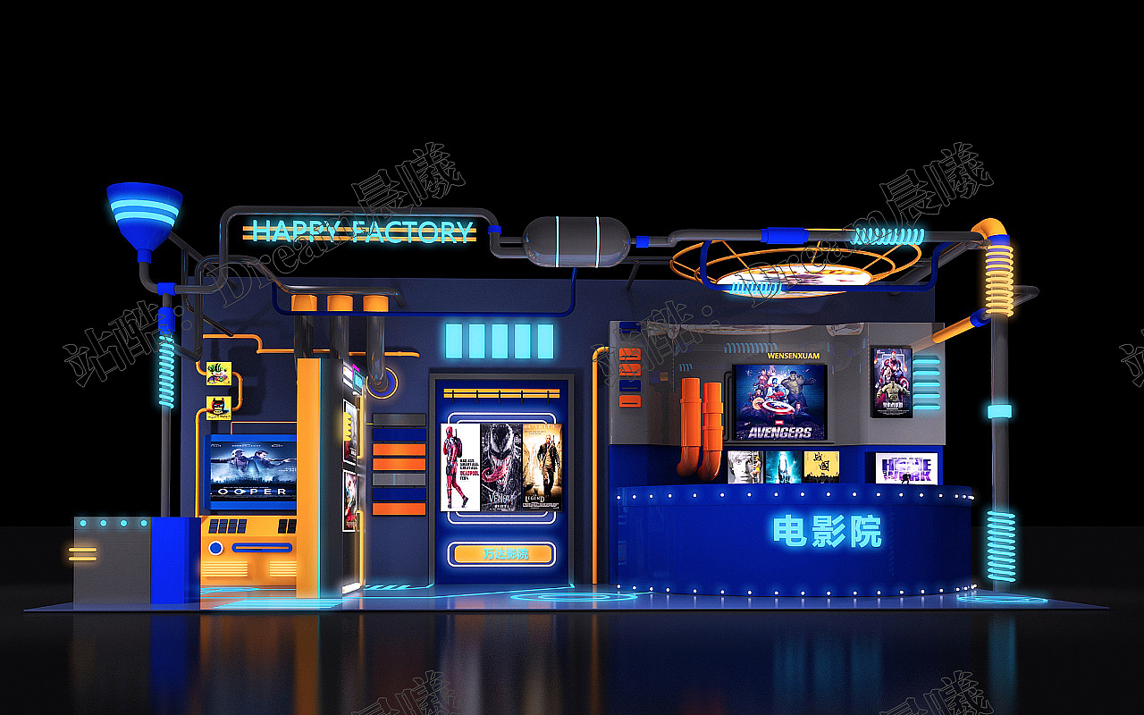 炫酷电影风暴快闪店设计/科技展台/通讯美陈