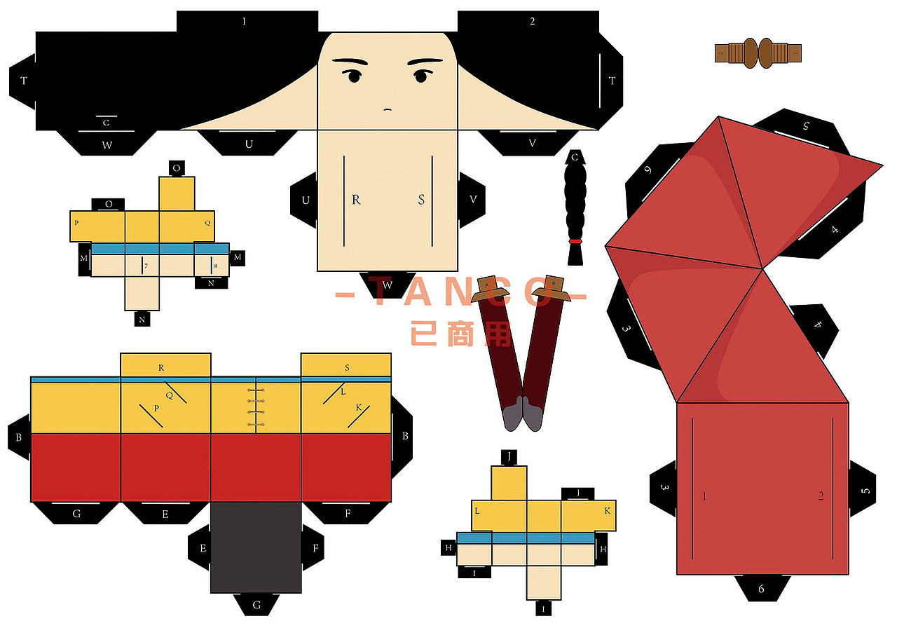 人偶折纸明信片（图ZNDM1MDQ3NzI=） - 商业插画 - 站酷设计师Tanc_o原创素材 - 站酷ZCOOL