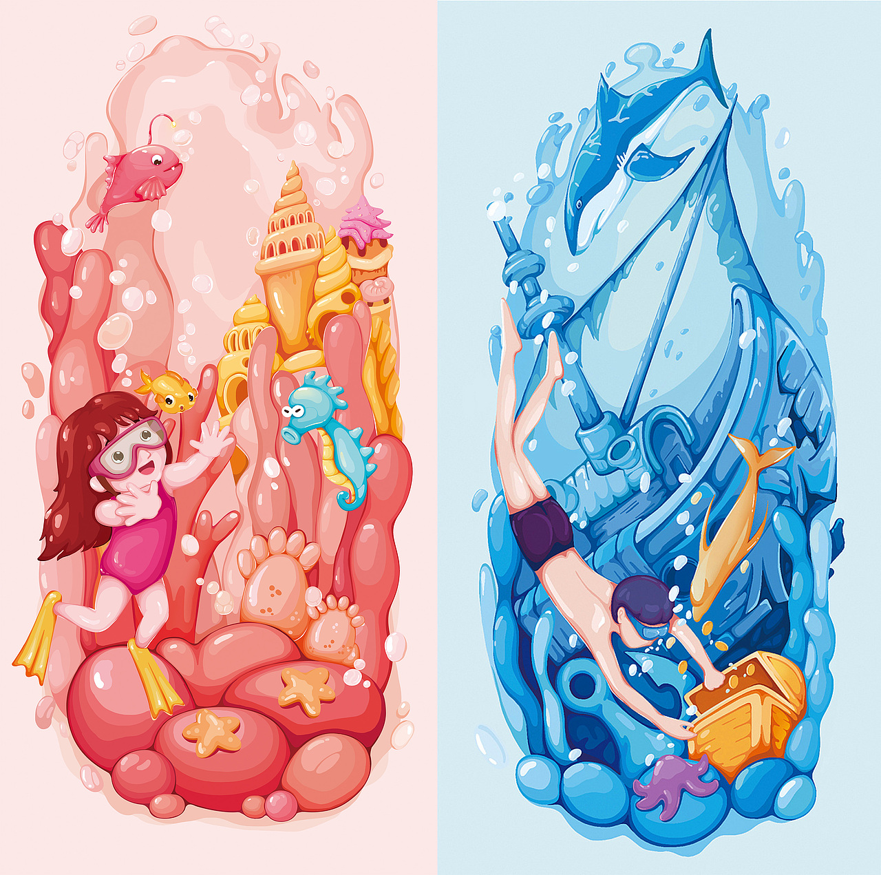 畅游-游泳沐浴露包装插画设计（图ZMjcwNjc3MDMy） - 商业插画 - 站酷设计师木卜木卜原创素材 - 站酷ZCOOL