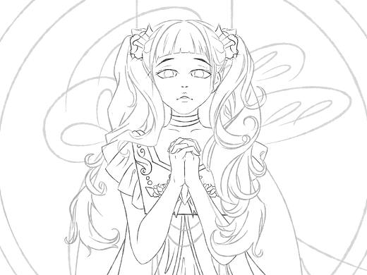 繁星计划打卡13-祈祷少女(线稿)