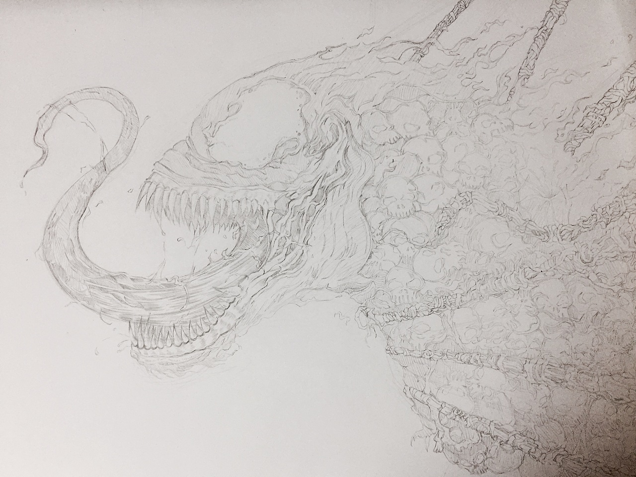 针管笔 黑白插画 毒液