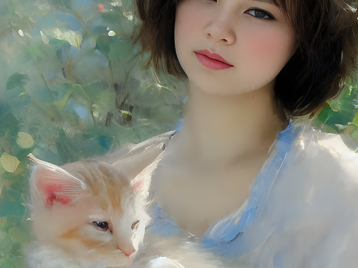 女与猫（个人主页-ZNjMyODUyNTI=） - AI作品 - 站酷设计师臻闵原创素材 - 站酷ZCOOL