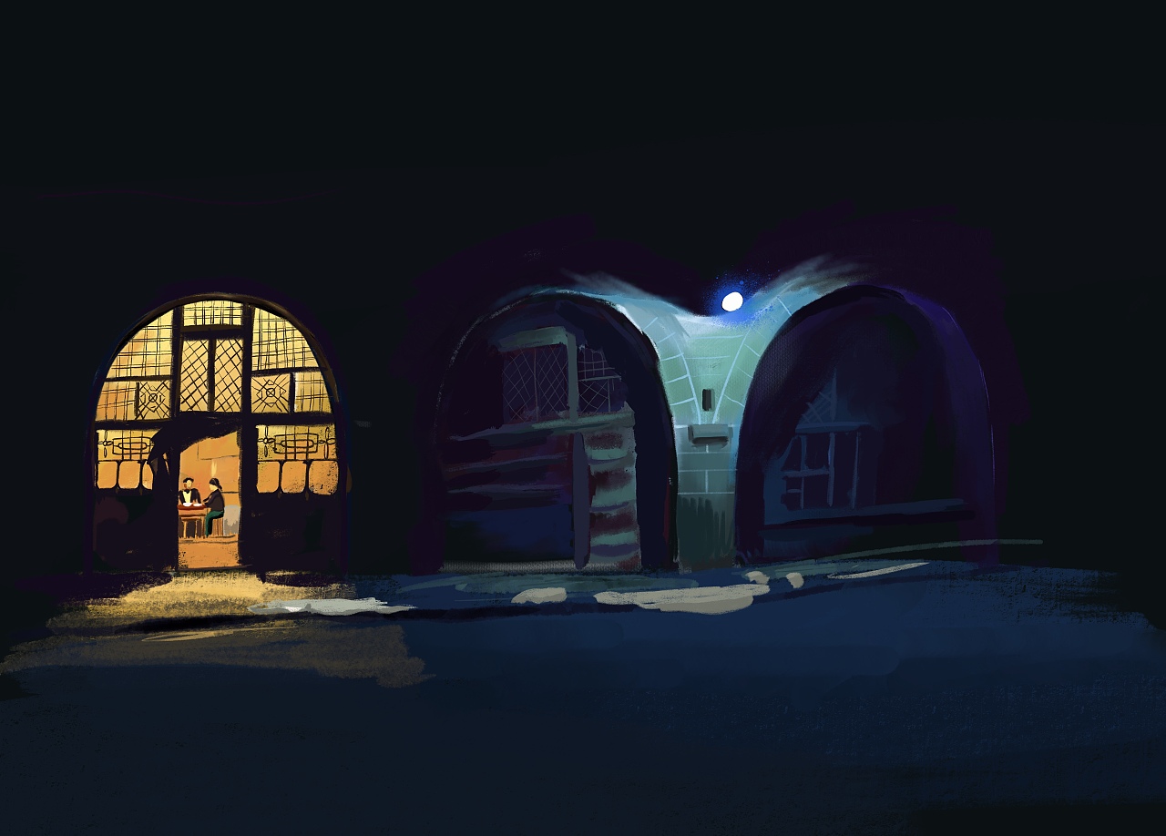 夜里的窑洞|插画|商业插画|农家ps_原创作品-站酷(zcool)