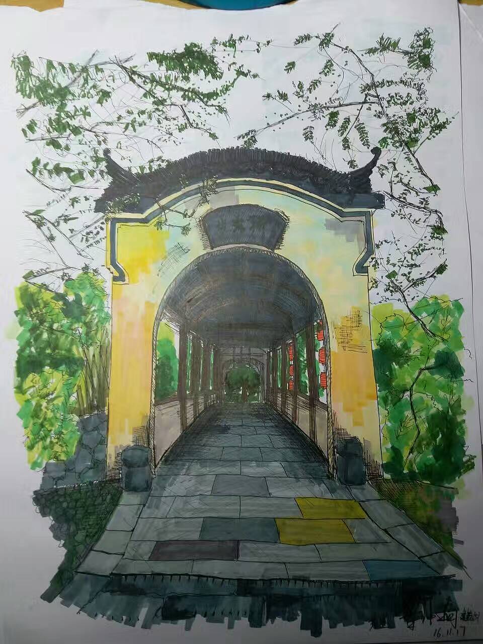 写生作业——安徽宏村（图ZODQzODM2NjA=） - 其他平面 - 站酷设计师狮驼岭小钻风大王原创素材 - 站酷ZCOOL