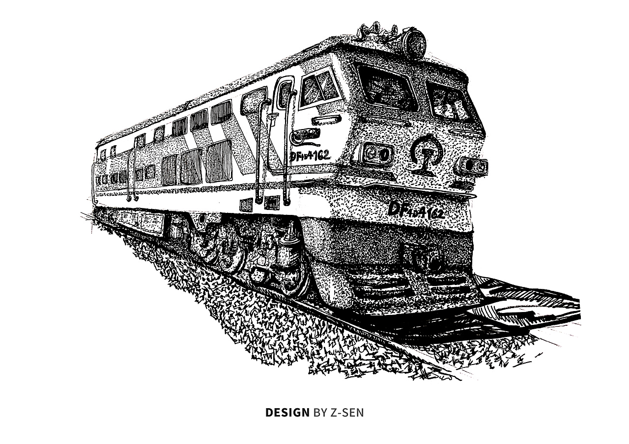 飞机,火车头-手绘写实效果图