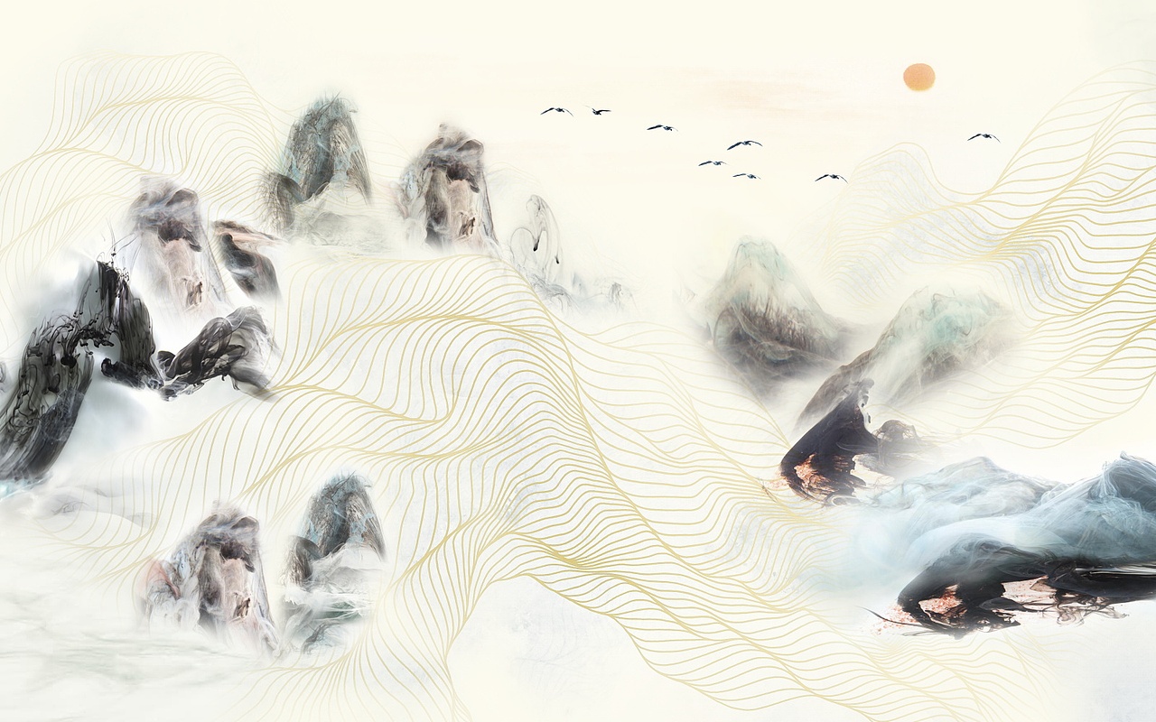 2019山水2（图ZMTY5MDA4MjUy） - 品牌 - 站酷设计师新中式纱画图库原创素材 - 站酷ZCOOL