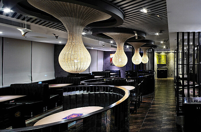 《 时尚主题火锅店装修设计案例》—中卫专业特色餐厅设计公司（图ZNDI0OTU4ODQ=） - 家装设计 - 站酷设计师中卫火锅店设计原创素材 - 站酷ZCOOL