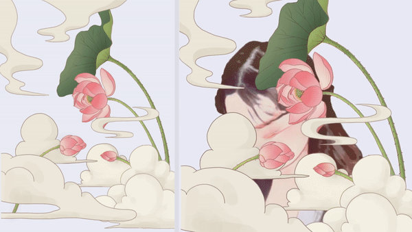 自拍表情包 | 现代古风水彩画