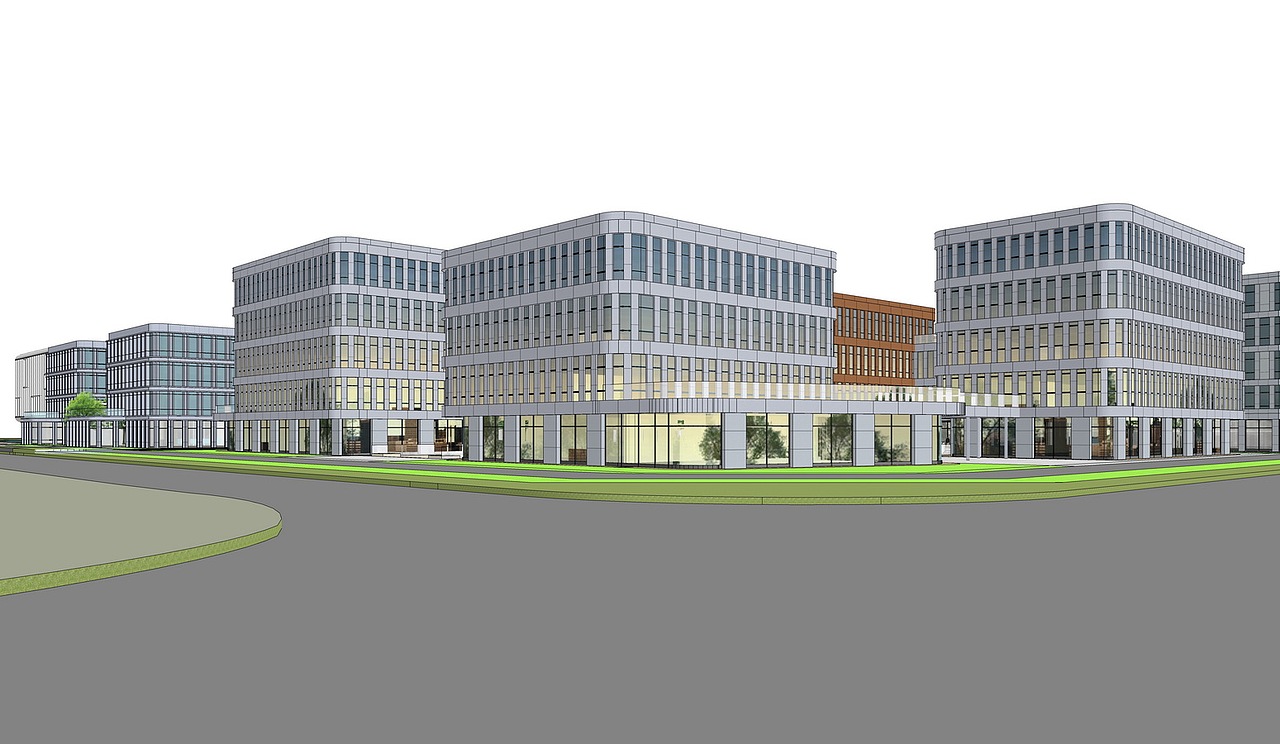 现代产业园办公楼SU模型下载