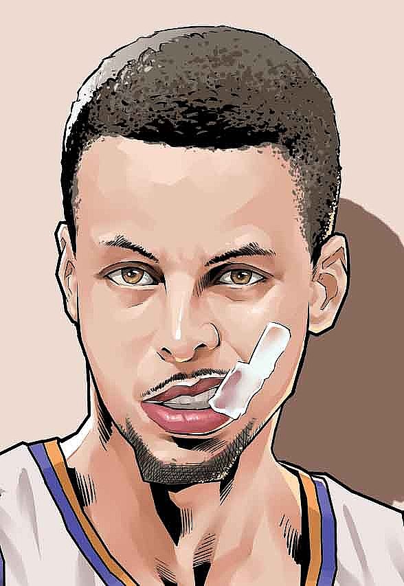 NBA篮球插画集湖人科比骑士詹姆斯勇士库里,美漫写实