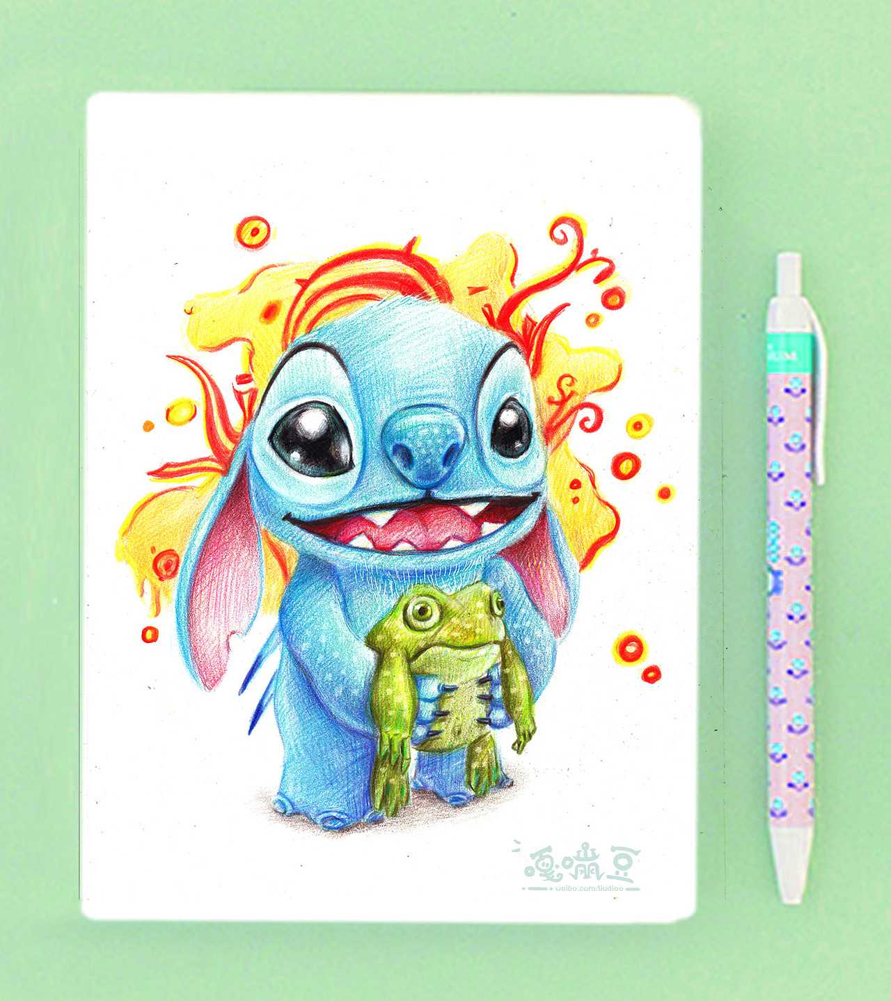 彩铅谜之微笑史迪仔