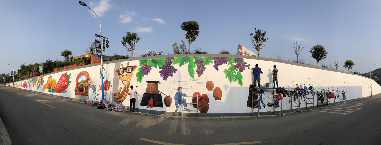 贵阳息烽温泉网红打卡点草莓果园文化手绘墙_壁尚手绘贵州墙绘-站酷