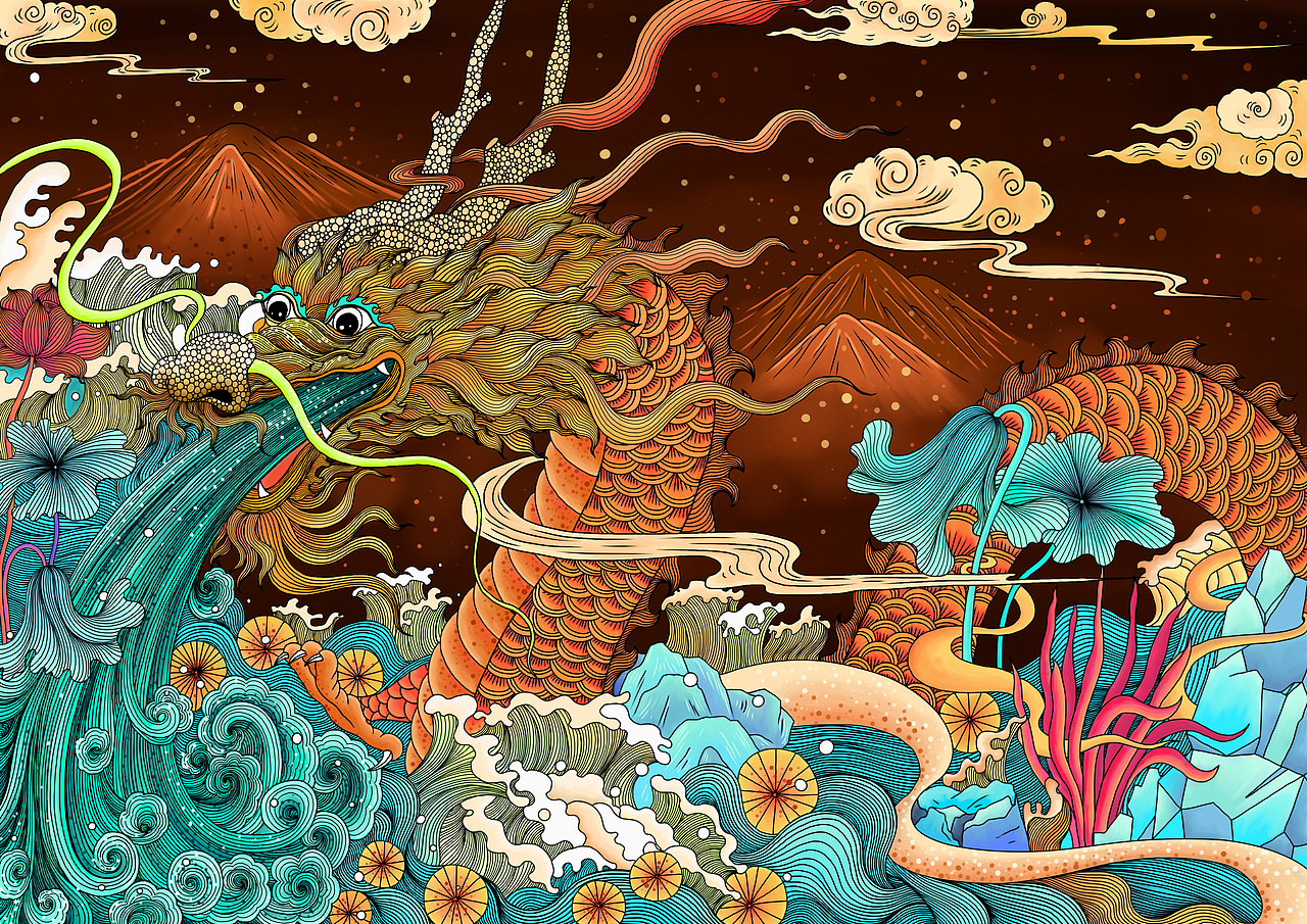龙（图ZMTM4NjA5NzA4） - 商业插画 - 站酷设计师陈小橙CR原创素材 - 站酷ZCOOL