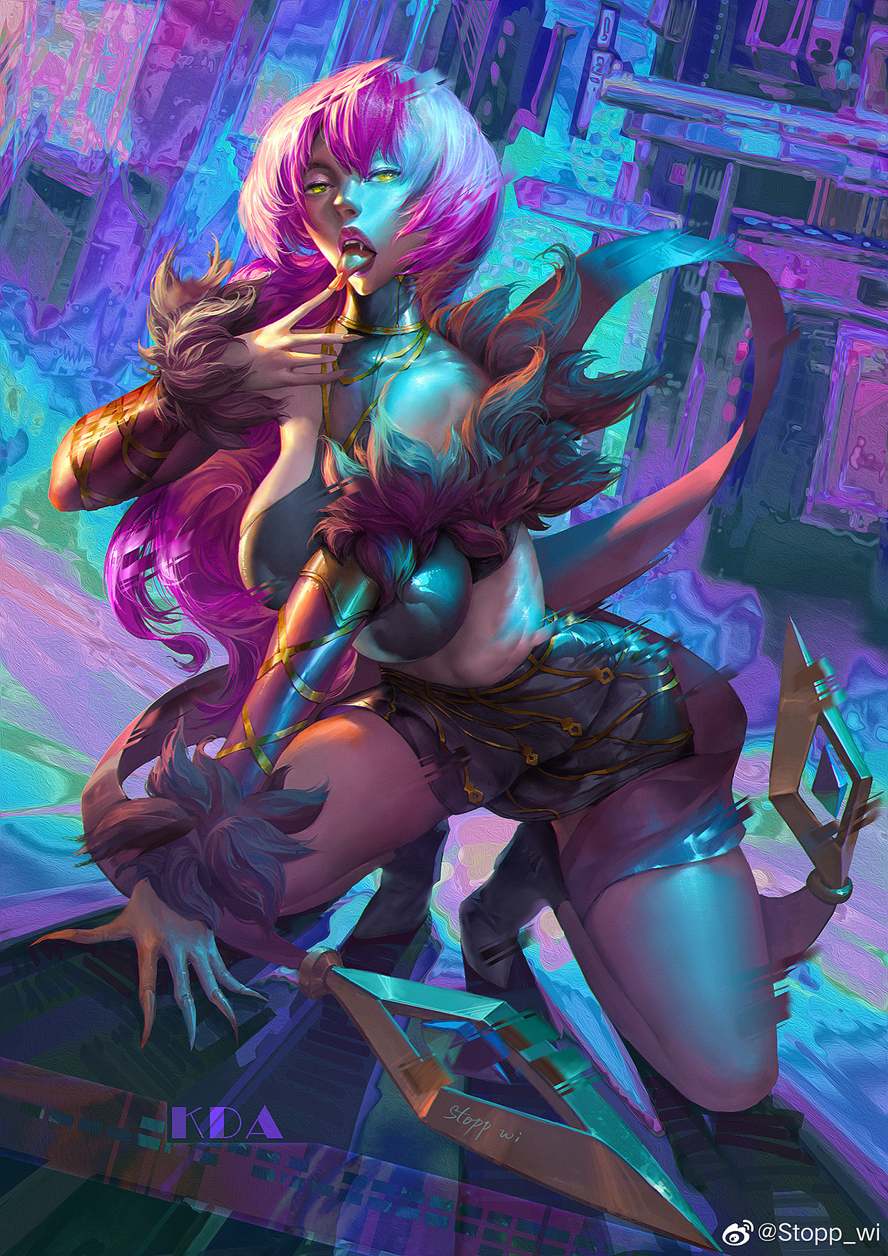 原画游戏壁纸英雄联盟lol立绘游戏美宣伊芙琳痛苦之拥赛博朋克未来