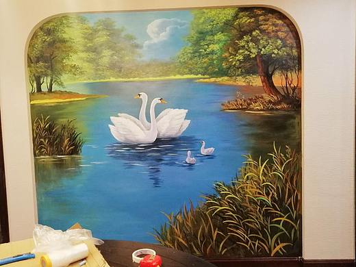 贵阳家装背景墙手绘-贵阳餐厅壁画-墙面装饰画