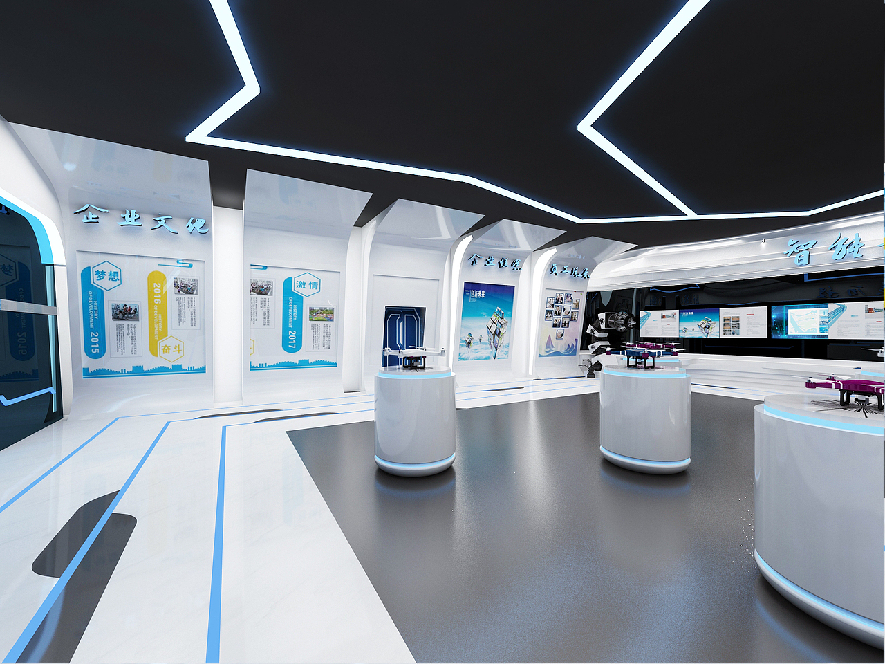 航空无人机飞机科技现代展厅效果图（图ZMjE0MDI5NjY4） - 其他三维 - 站酷设计师3D设计联系我原创素材 - 站酷ZCOOL