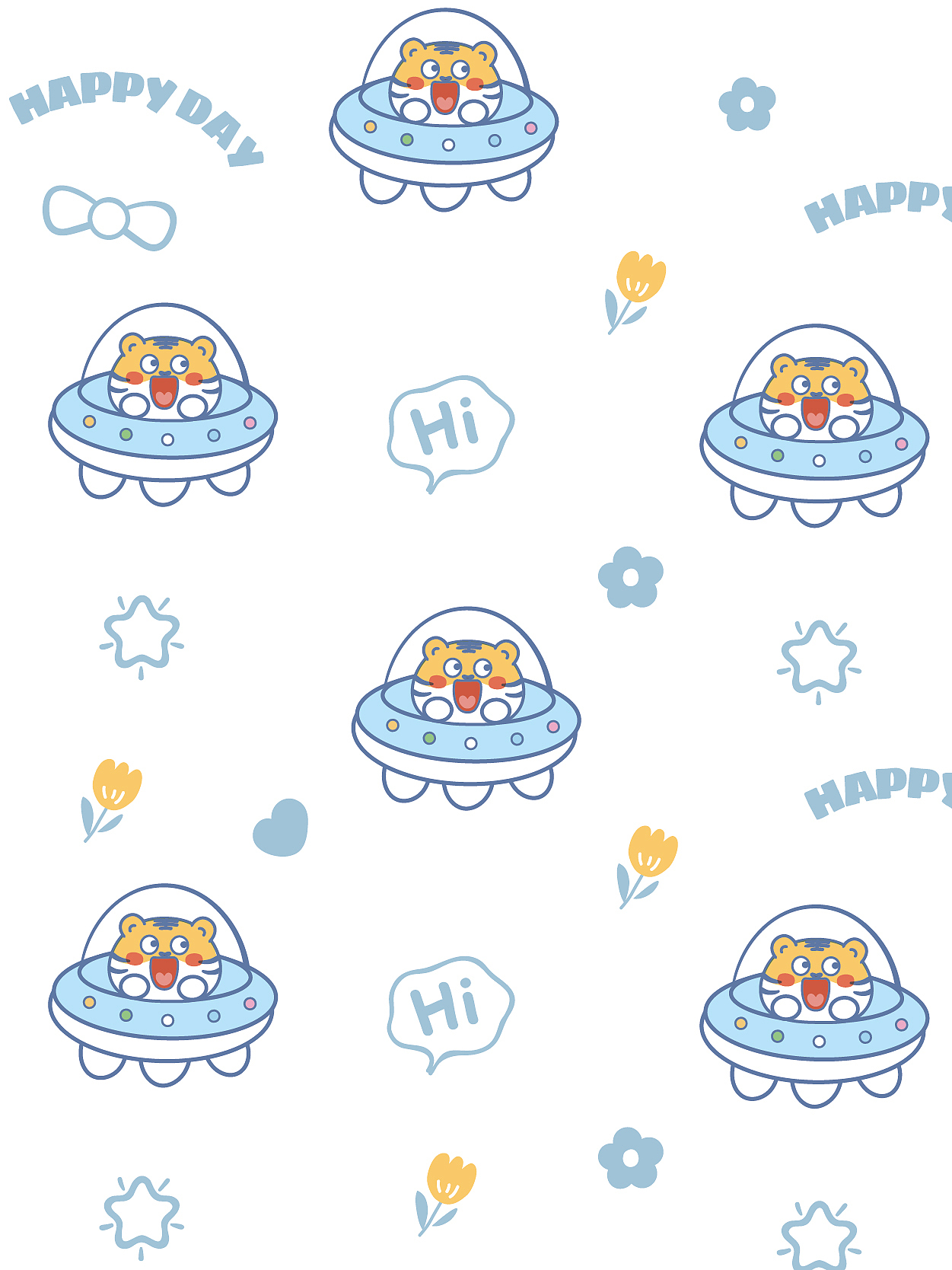 小老虎卡通插画表情包印花包装插画