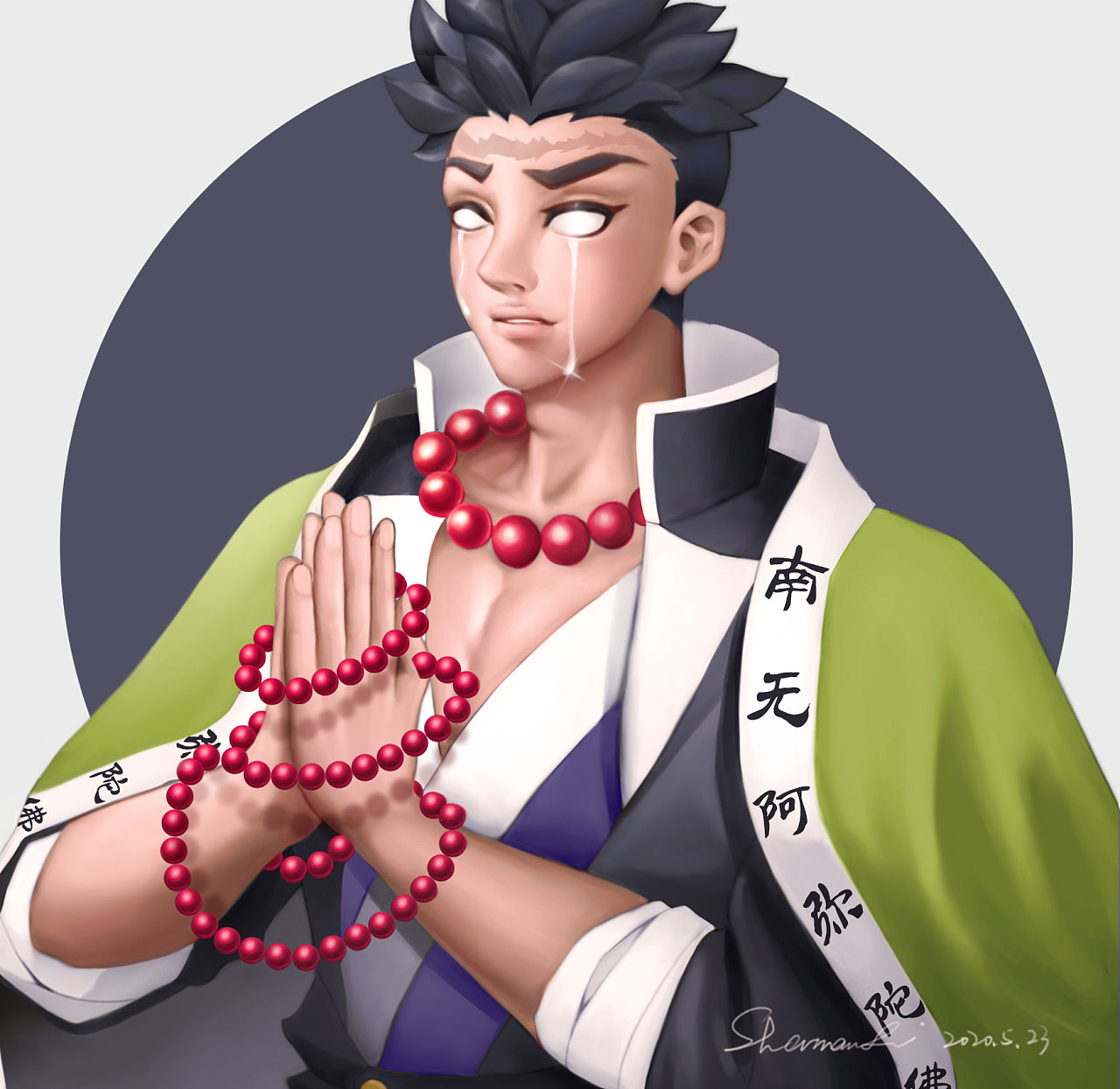 这是第六张的悲柱,大哥哥一样的人物第七张炎柱第八张音柱,音柱的刀不