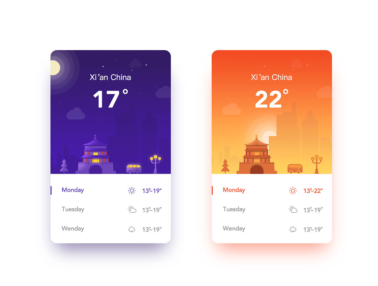 大西安天气插画（图ZOTY0MTM2MTY=） - 创作习作 - 站酷设计师乐少_style原创素材 - 站酷ZCOOL
