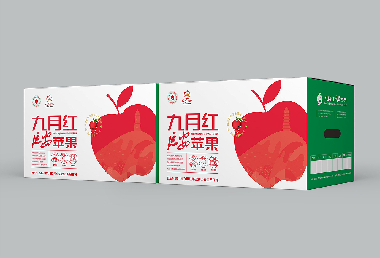 九月红延安苹果包装箱设计
